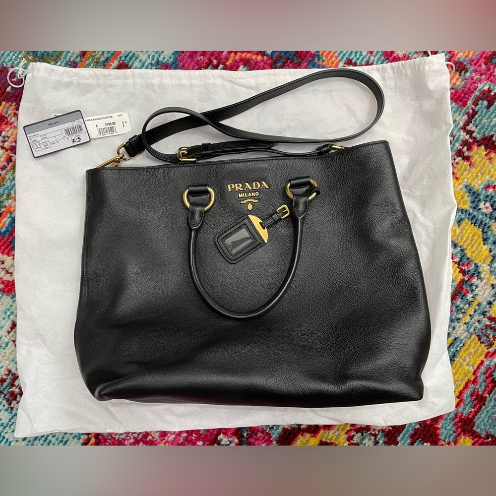 Authentic Prada Vitello Phenix Shopper Tote